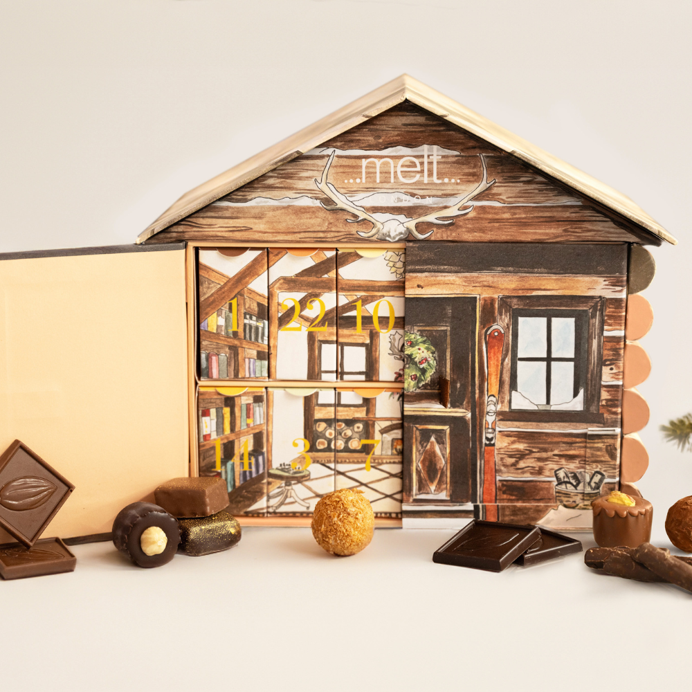 Best Advent Calendars for Beauty, Chocolate, and Unique Gifts 14 Melt Chocolates Log Cabin Advent Calendar