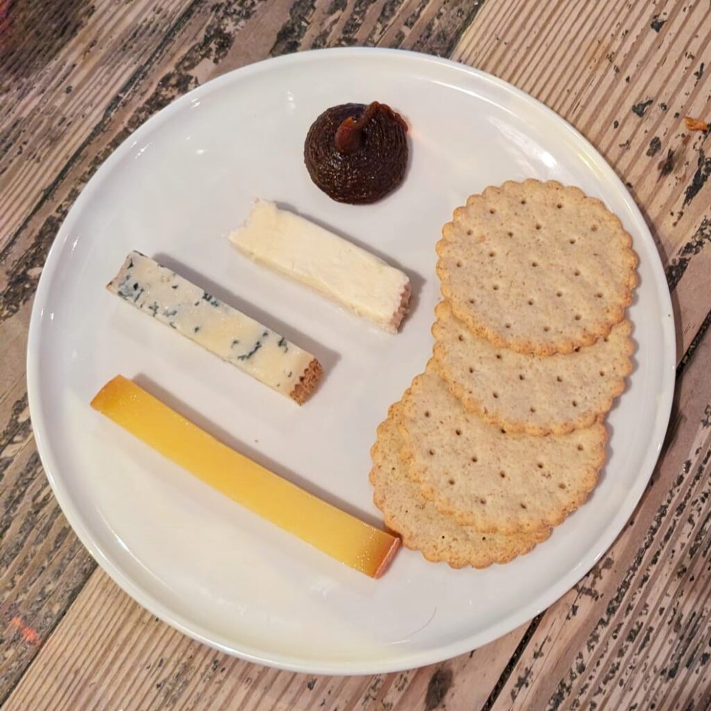 Plate of cheeses at Oui Madame restaurant